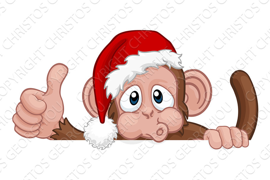 Christmas Monkey Cartoon Character in Illustrations - product preview 8