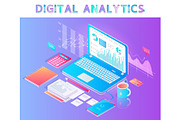 Digital Analytics Emblem with Laptop