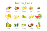 Indian Fruits Set India Food Vector