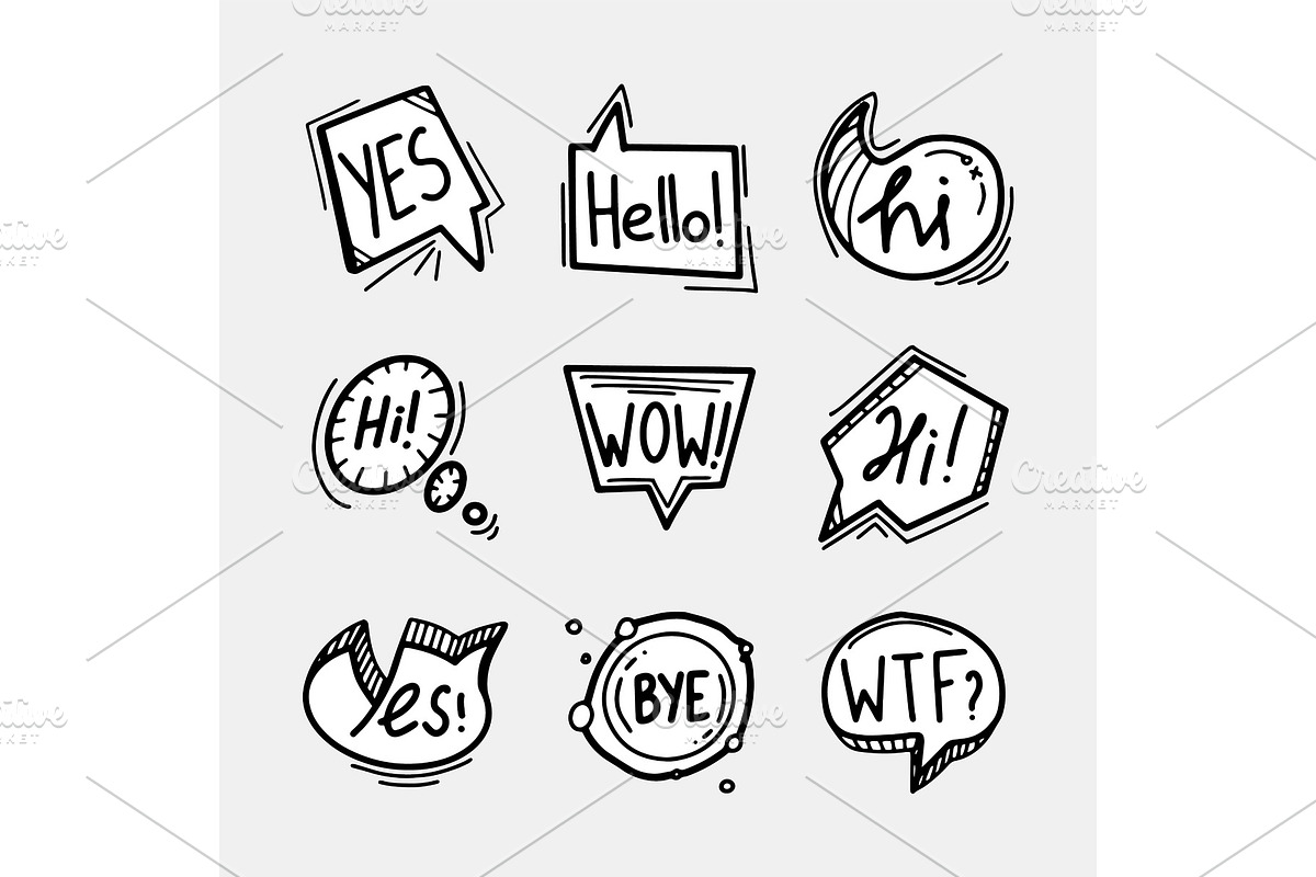 Set of hand drawn speech bubbles in Illustrations - product preview 8