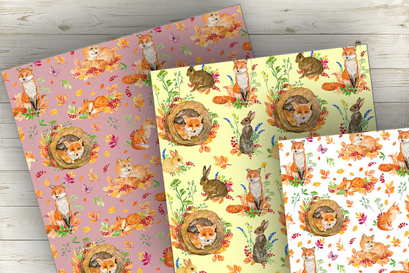Foxes and hares.  seamless patterns in Patterns - product preview 3