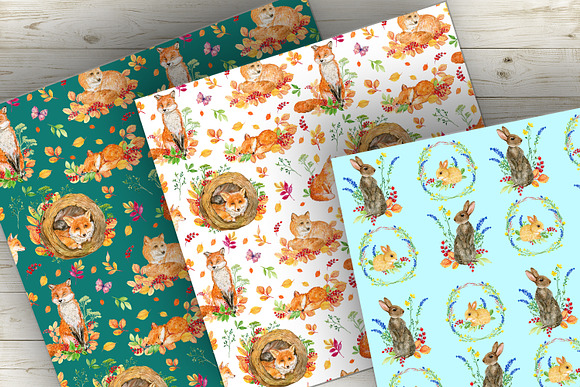 Foxes and hares.  seamless patterns in Patterns - product preview 4