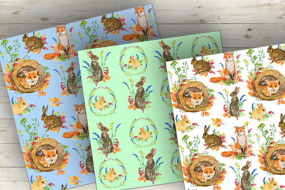 Foxes and hares.  seamless patterns in Patterns - product preview 5