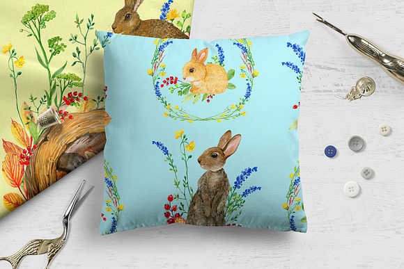 Foxes and hares.  seamless patterns in Patterns - product preview 6