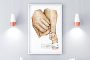 New Family Preemie Holding Hands Art