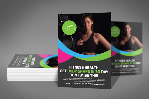 Body Fitness Club Flyer in Flyer Templates - product preview 2