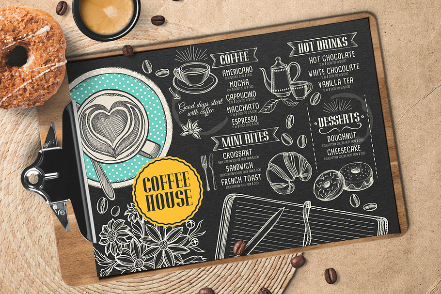 FREE! Trifold + Coffee Menu Template in Brochure Templates - product preview 8