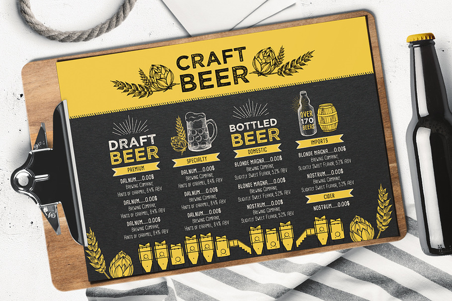 FREE! Trifold + Beer Bar Menu in Brochure Templates - product preview 8
