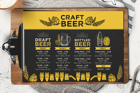 FREE! Trifold + Beer Bar Menu in Brochure Templates - product preview 1