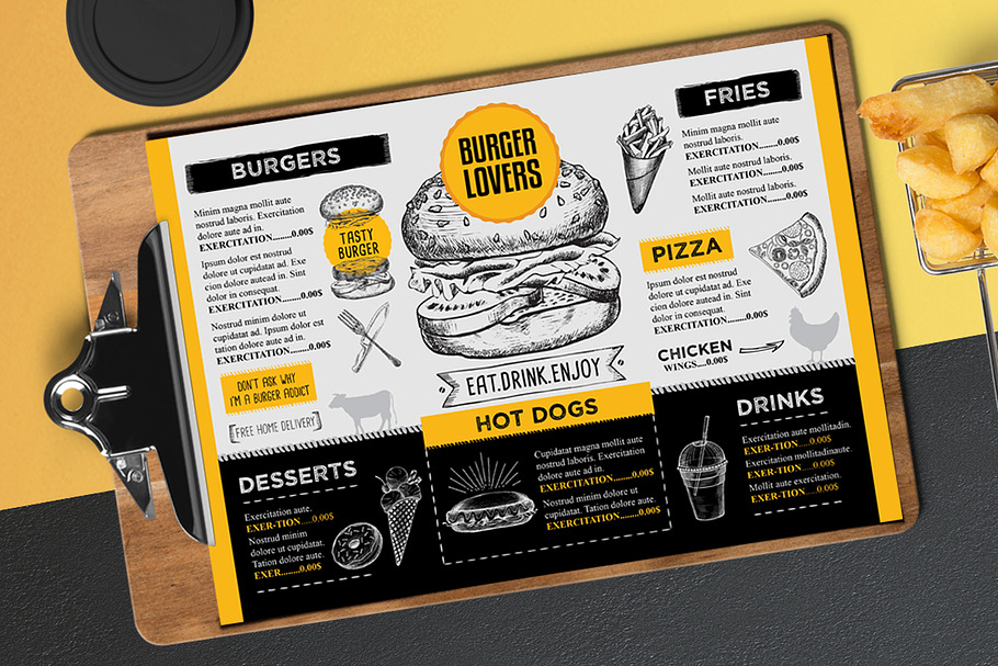 FREE! Trifold + Burger Menu Template in Brochure Templates - product preview 8