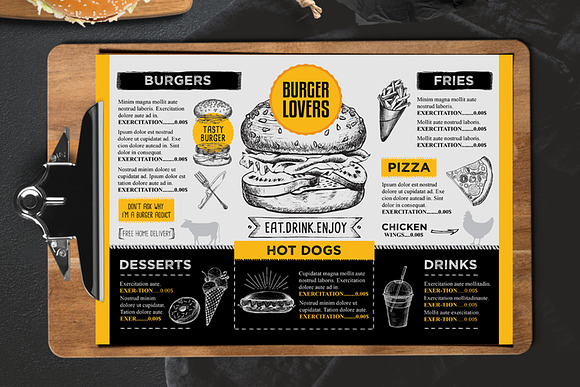 FREE! Trifold + Burger Menu Template in Brochure Templates - product preview 1