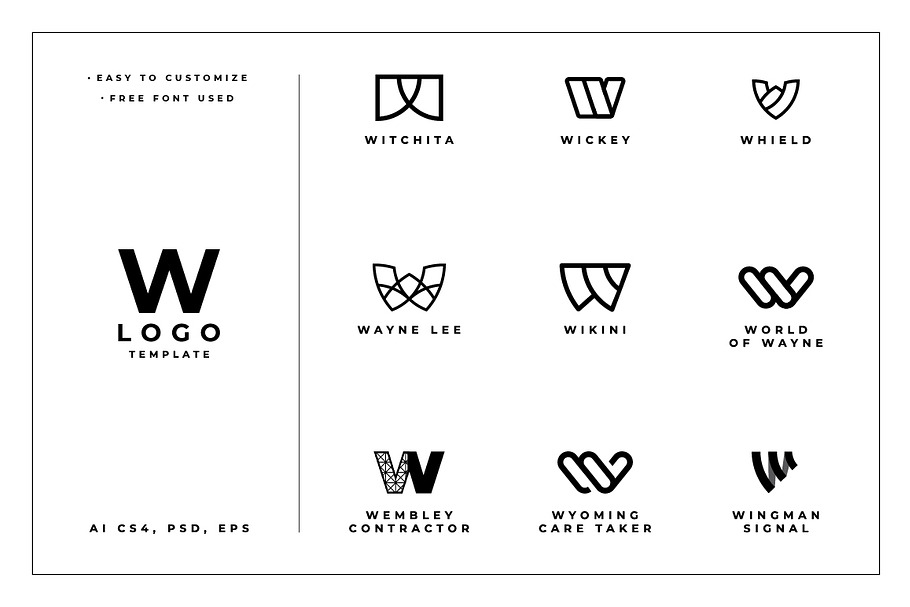 W Logo Template in Logo Templates - product preview 8