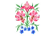 Ornament red lilies watercolor png
