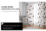 Living Room Curtains & Pillow Set
