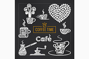 Coffee sketch vector set. Coffee cup
