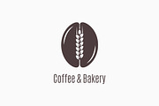 Coffee bean with wheat logo.
