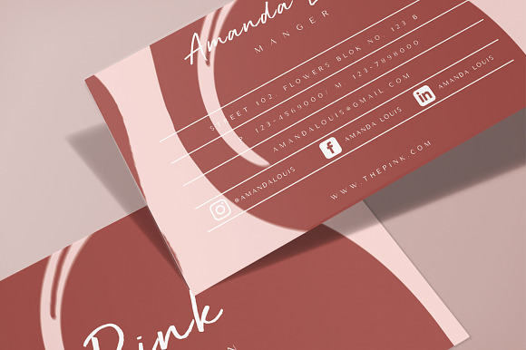 THE PINK BUSINESS CARDS in Business Card Templates - product preview 3