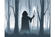 Forest wizard silhouette
