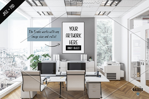 Frame & wall mockup - office scene in Print Mockups - product preview 1
