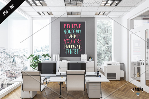 Frame & wall mockup - office scene in Print Mockups - product preview 2