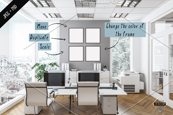 Frame & wall mockup - office scene in Print Mockups - product preview 3
