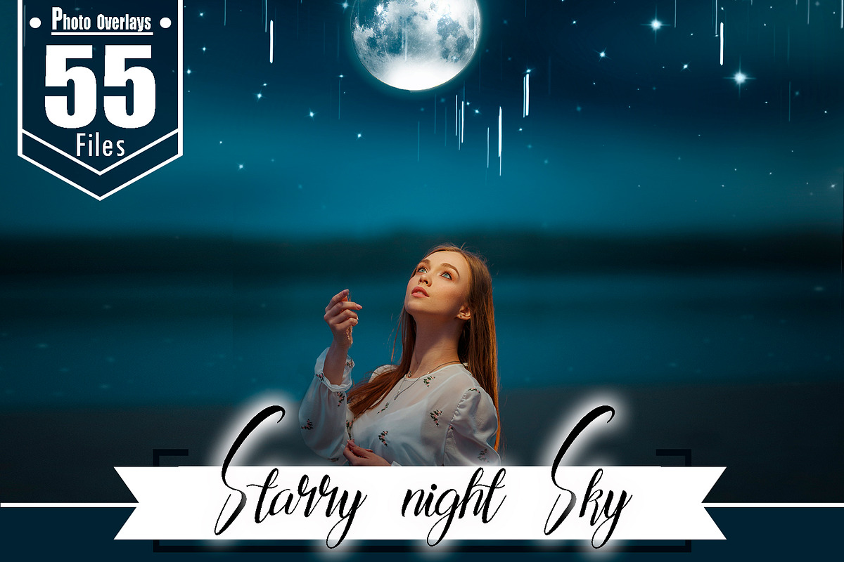 55 Starry Night moon Sky Overlays in Add-Ons - product preview 8