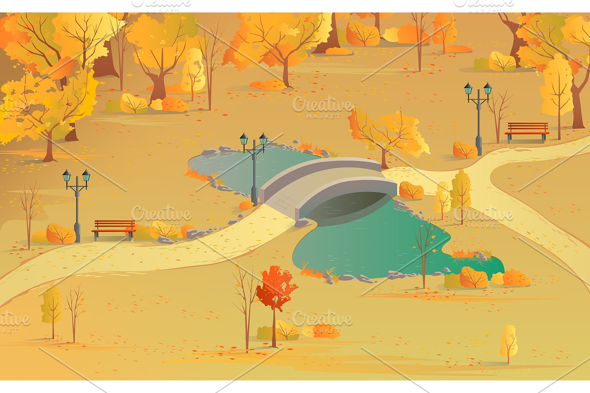Autumn landscape path in the forest in Illustrations - product preview 8