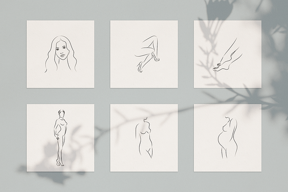 Womans Body. Line Art Collection in Illustrations - product preview 3