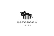 cat groom salon pet logo vector icon
