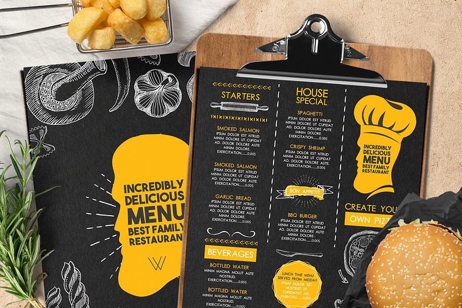 FREE! Trifold + Menu Blackboard in Brochure Templates - product preview 8