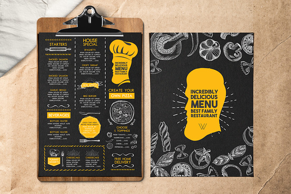 FREE! Trifold + Menu Blackboard in Brochure Templates - product preview 1