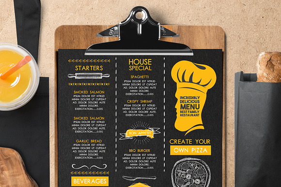 FREE! Trifold + Menu Blackboard in Brochure Templates - product preview 2