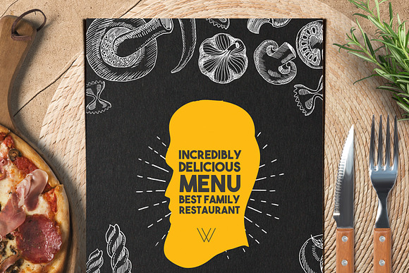 FREE! Trifold + Menu Blackboard in Brochure Templates - product preview 3
