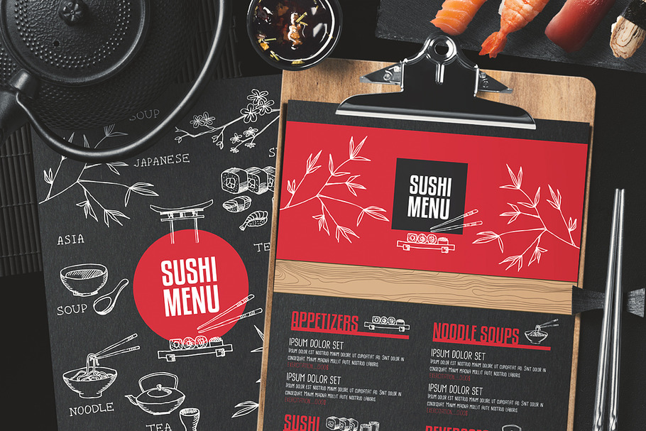 FREE! Trifold + Asian Food Menu in Brochure Templates - product preview 8