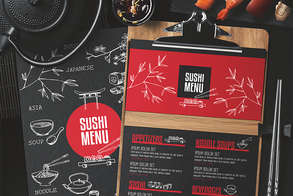 FREE! Trifold + Asian Food Menu in Brochure Templates - product preview 4