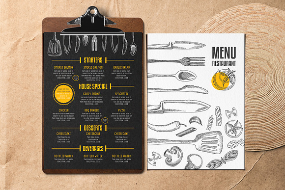 FREE! Trifold + Food Menu Template in Brochure Templates - product preview 1