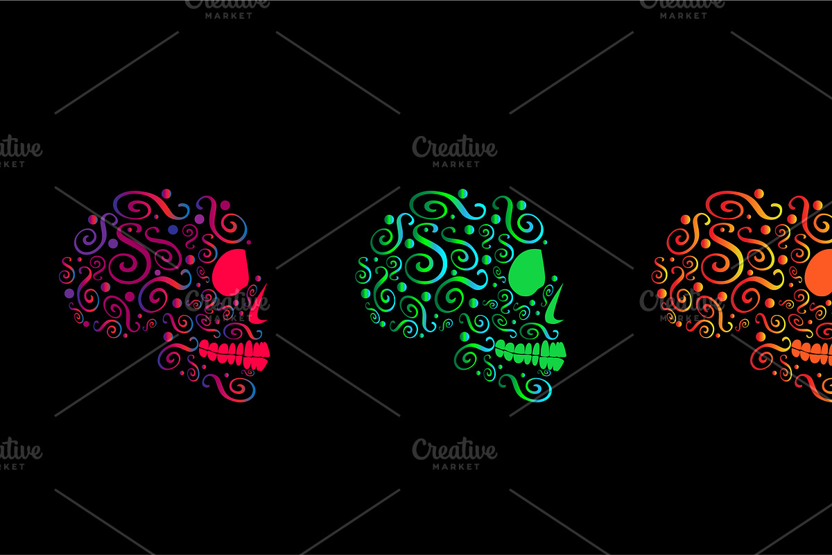 Skull icons halfton in Graphics - product preview 8