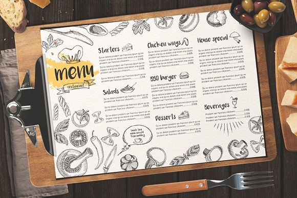 FREE! Trifold + Menu Template Cafe in Brochure Templates - product preview 1