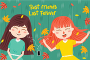 Best Friends - Vector Illustration
