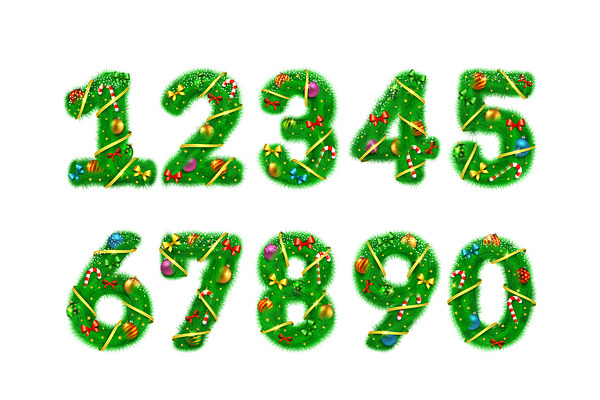 Christmas Fir Tree Vector Alphabet