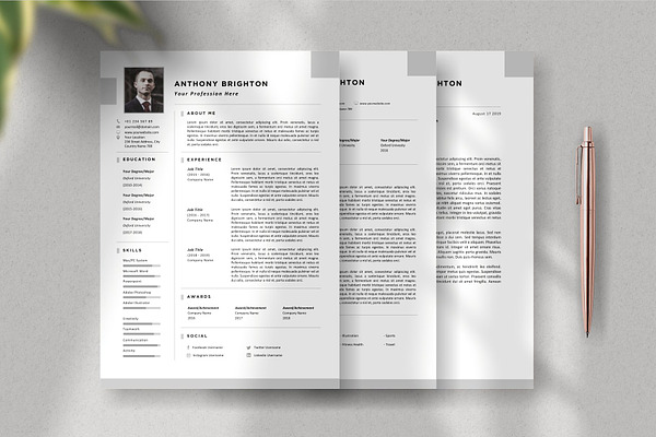 3 Page Resume Template - CV Resume