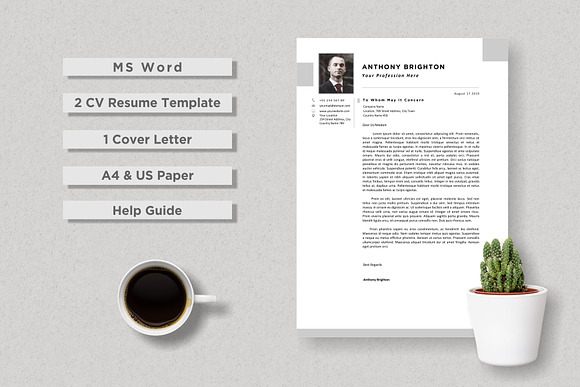 3 Page Resume Template - CV Resume in Letter Templates - product preview 2