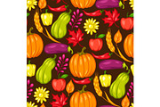 Harvest seamless pattern with fruits