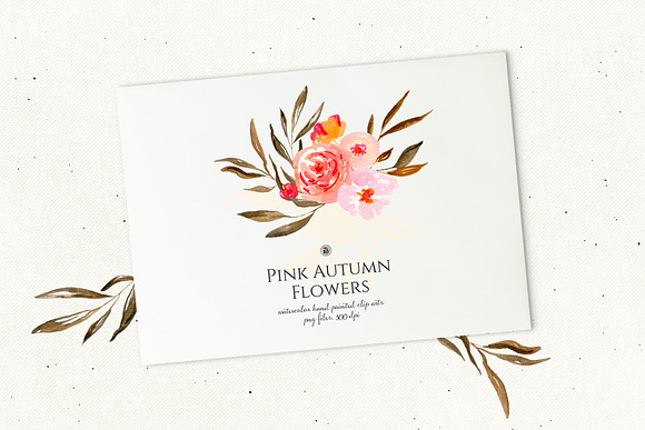Pink Autumn Flowers vol.2 in Illustrations - product preview 3