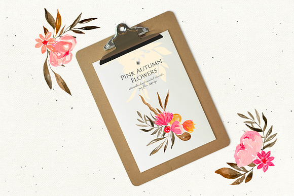 Pink Autumn Flowers vol.2 in Illustrations - product preview 4