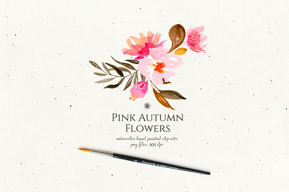 Pink Autumn Flowers vol.2 in Illustrations - product preview 5
