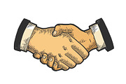 Businessmen handshake color sketch