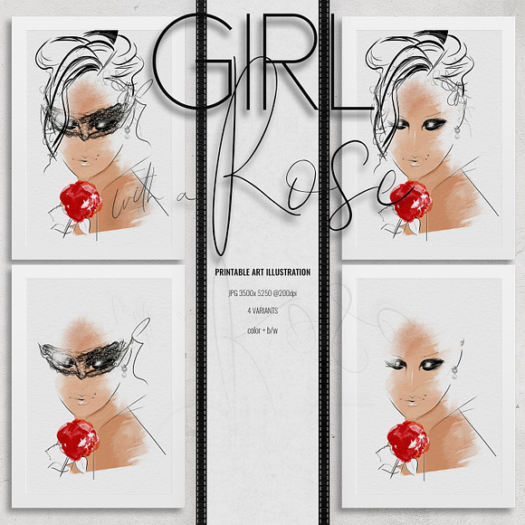 Girl With A Rose in Illustrations - product preview 1