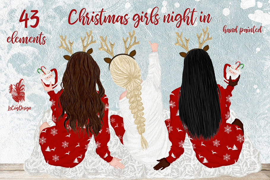 Christmas clipart, Girls Clipart in Illustrations - product preview 8