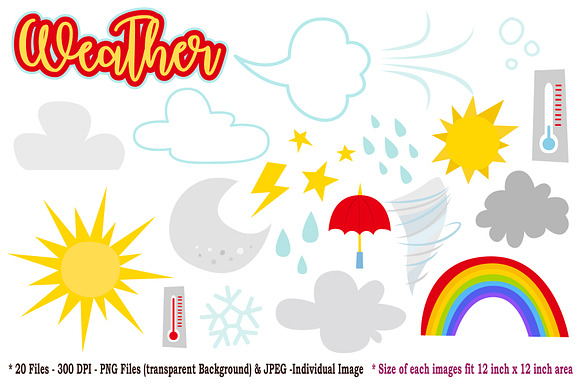 Simple Weather Digital Clip Art in Illustrations - product preview 1